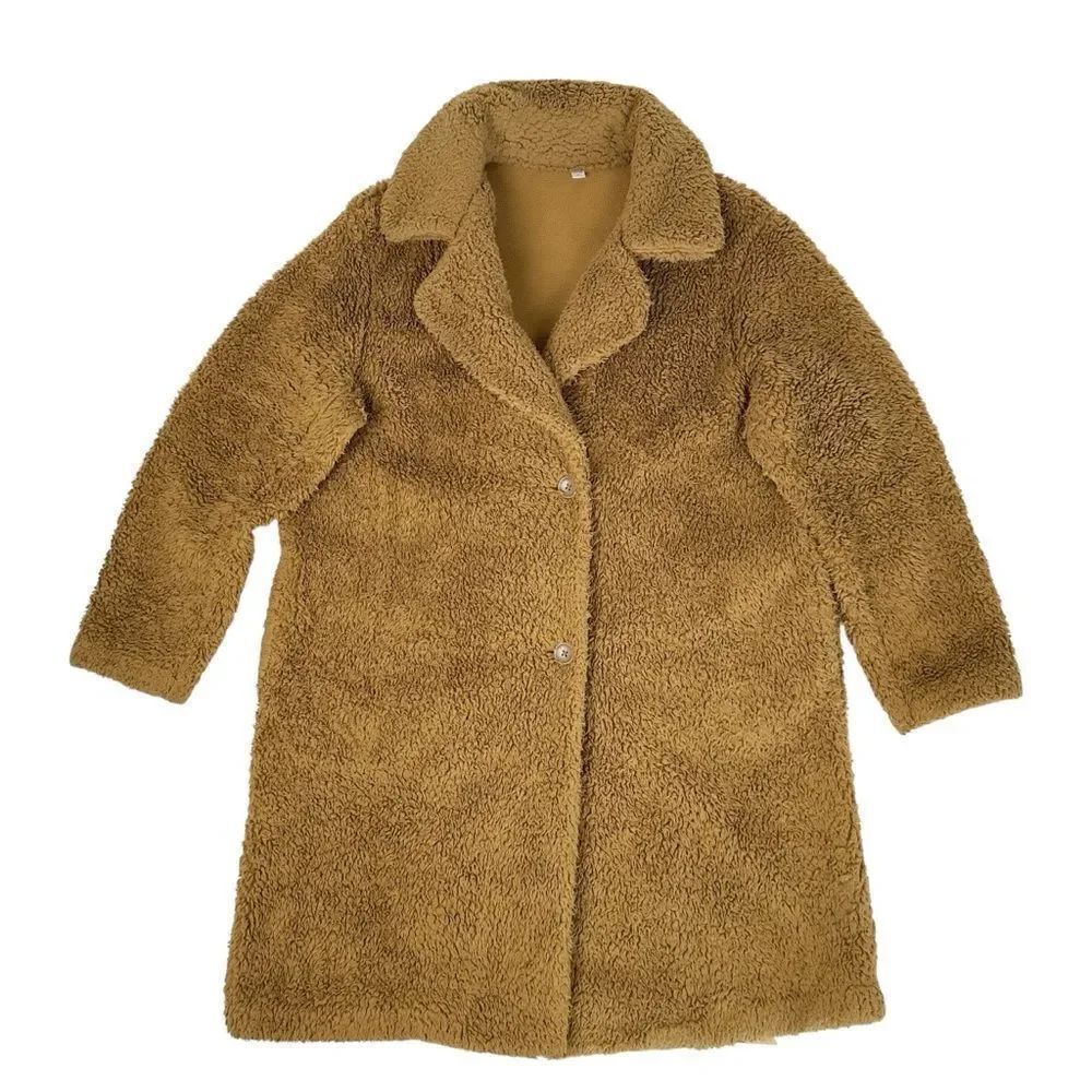UNIQLO Womens XL Pile-Lined Fleece Brown Tailored Teddy Coat